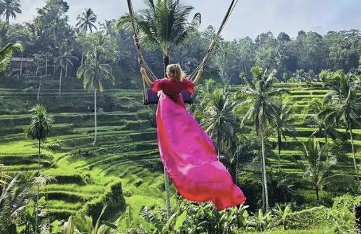 Bali jungle swing with scenic tropical views