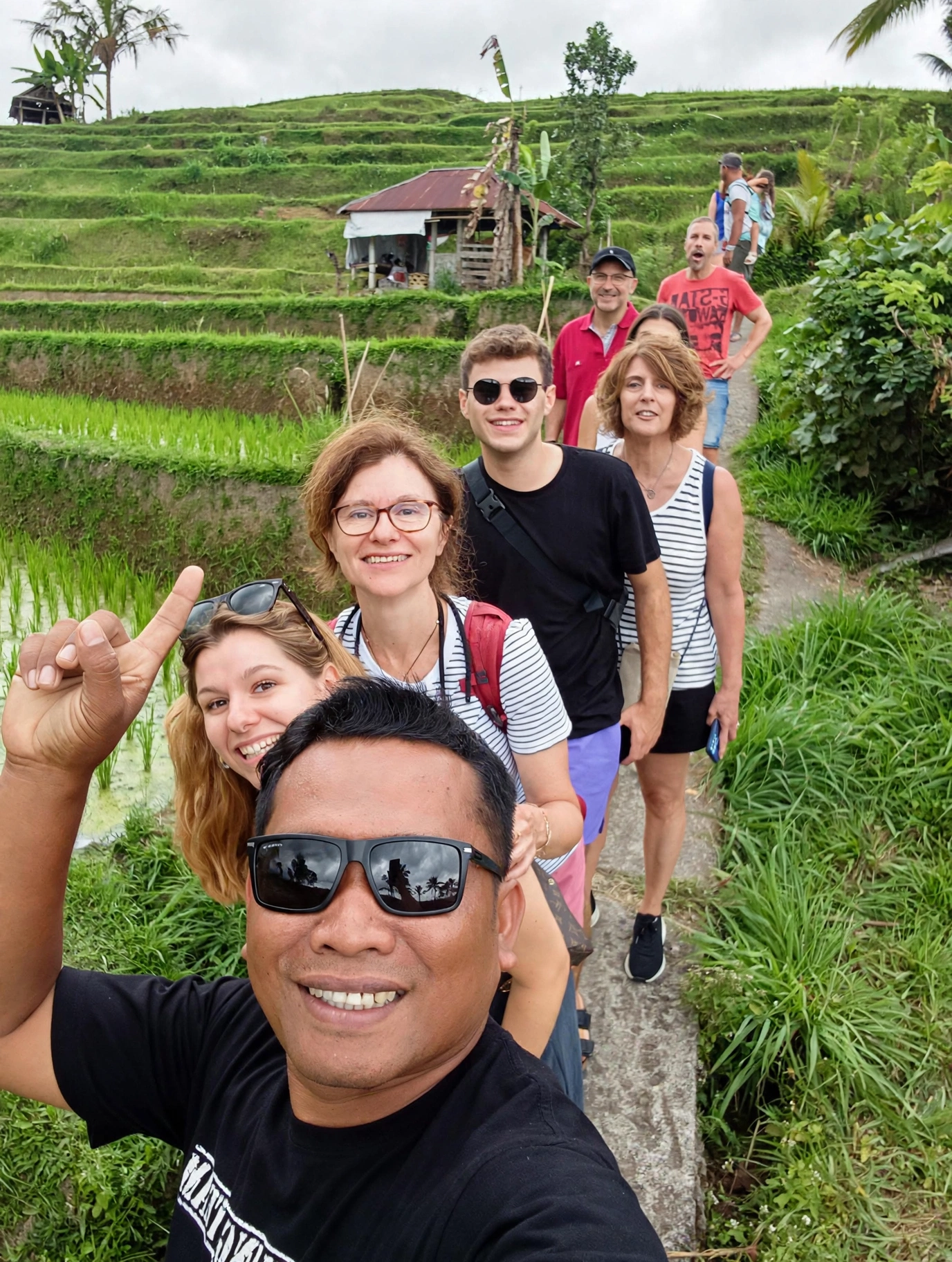 Bali Amigo Tours with customers visiting Jatiluwih Rice Terrace in Bali